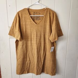 NWT The Rail Men's Short Sleeve Mustard Yellow V-Neck Tee Size XL